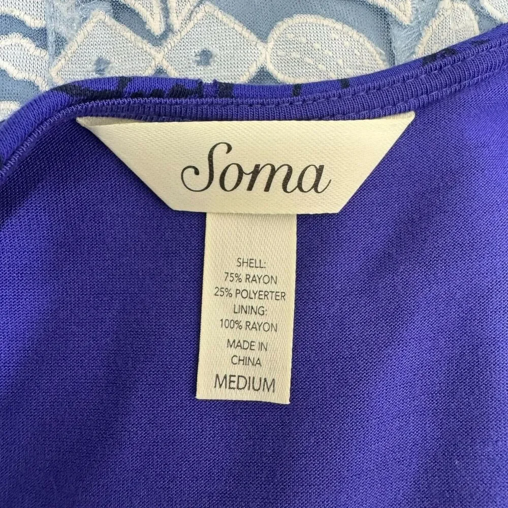Soma Dress Womens Medium Black Purple Cutout Lace Stretch Handkerchiefs Hem - Picture 3 of 9